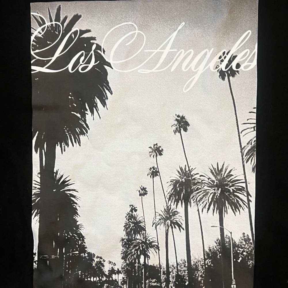 NWT NO BOUNDARIES  Los Angeles Black Graphic Print Baby Tee Women Size Large  L